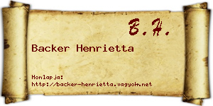 Backer Henrietta névjegykártya