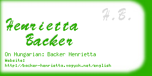 henrietta backer business card